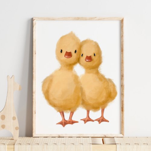 Yellow Baby Chicks Print  Baby Chicks Watercolor