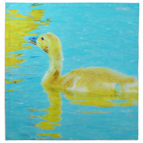 Yellow Baby goose with light blue water Napkin