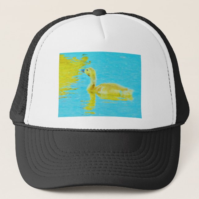 Yellow Baby goose with light blue water Trucker Hat (Front)