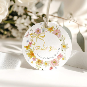 Yellow Baby in Bloom Bow Thank you Favor Tags