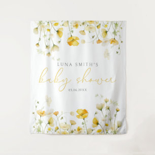 Yellow Baby In Bloom Floral Baby Shower Backdrop
