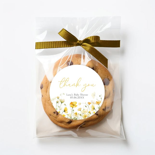Yellow Baby In Bloom Floral Shower Favor Sticker (Creator Uploaded)