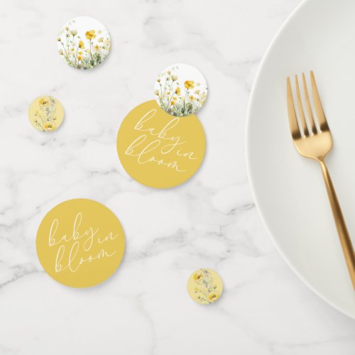 Yellow Baby In Bloom Floral Wildflower Baby Shower Confetti