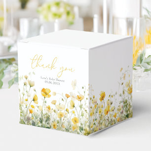 Yellow Baby In Bloom Floral Wildflower Baby Shower Favor Boxes