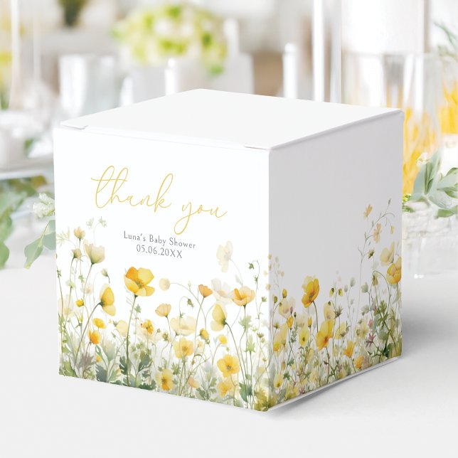 Yellow Baby In Bloom Floral Wildflower Baby Shower Favor Boxes (Creator Uploaded)