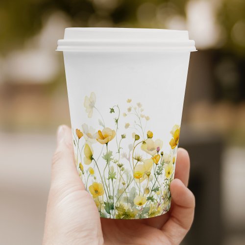 Yellow Baby In Bloom Floral Wildflower Baby Shower Paper Cups