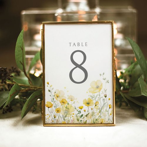 Yellow Baby In Bloom Floral Wildflower Baby Shower Table Number