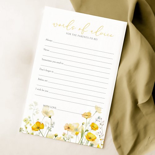 Yellow Baby In Bloom Wildflower Baby Advice Card