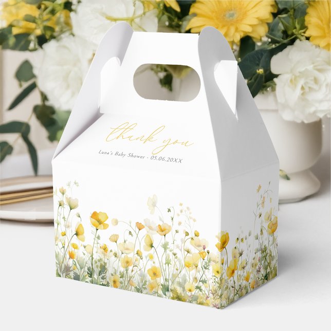 Yellow Baby In Bloom Wildflower Baby Shower Gable Favor Boxes (Creator Uploaded)