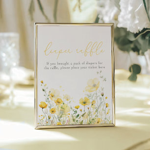 Yellow Baby In Bloom Wildflower Diaper Raffle Poster