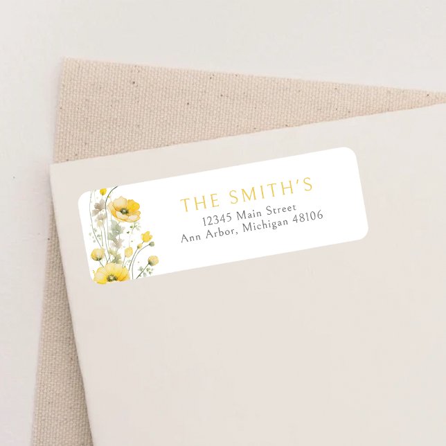 Yellow Baby In Bloom Wildflower Return Address Label (Creator Uploaded)