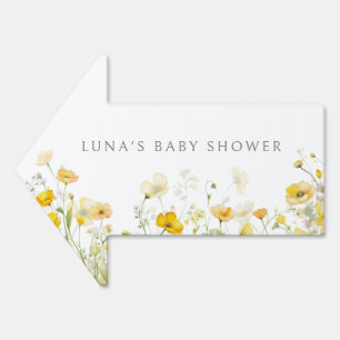 Yellow Baby In Bloom Wildflower Shower Yard Sign