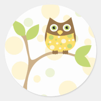 Yellow Baby Owl Classic Round Sticker
