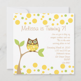 Yellow Baby Owl Invitation