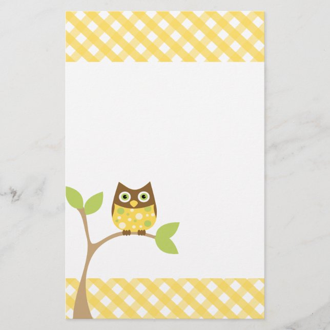 Yellow Baby Owl Stationery (Front)