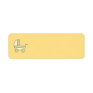 Yellow Baby Pram. Label