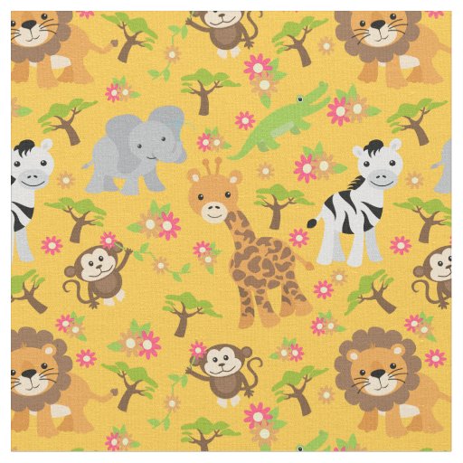 Yellow Baby Safari Fabric | Zazzle