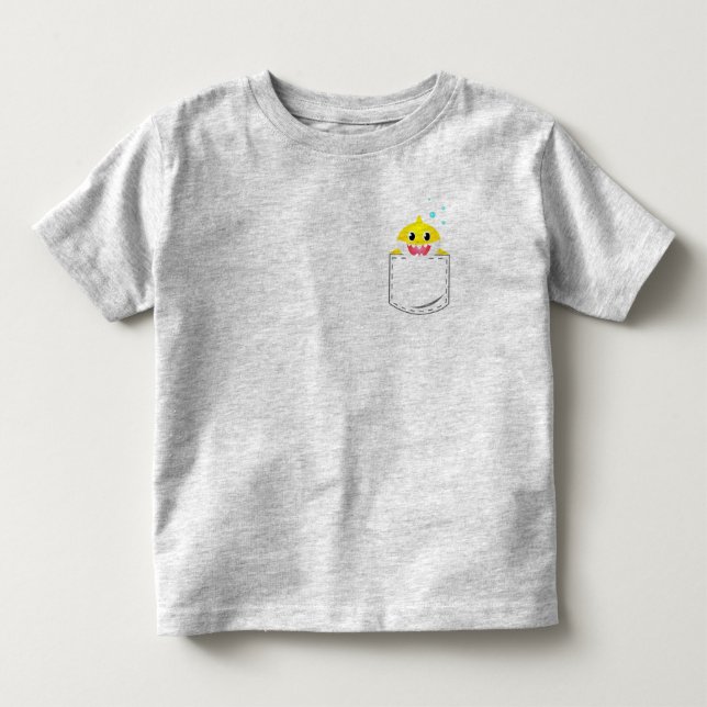 Yellow Baby Shark Stitched Pocket Toddler T-shirt (Front)