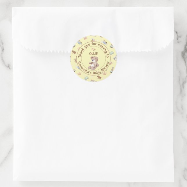 Yellow Baby Shower Favor Thank You Classic Round Sticker (Bag)