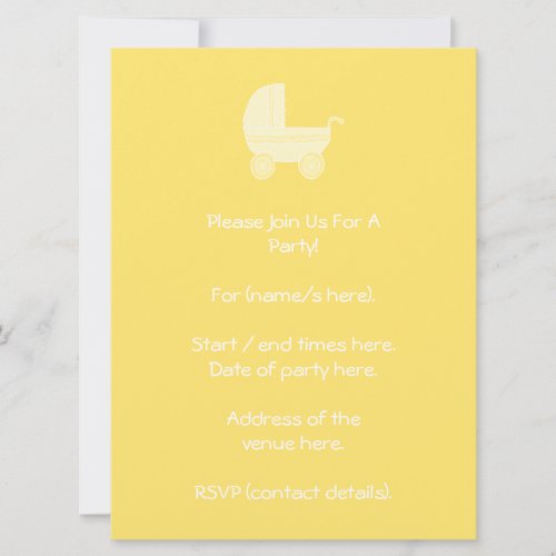 Yellow Baby Stroller. Announcements