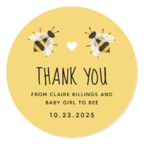 Yellow Baby to Bee Shower Thank You Classic Round Sticker