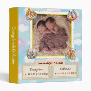 Yellow Baby Twins, Double Blessing Photo Album 3 Ring Binder