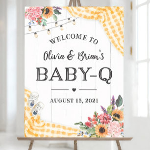 Yellow BabyQ Welcome Sign, Baby-Q Shower Sign, BBQ Foam Board