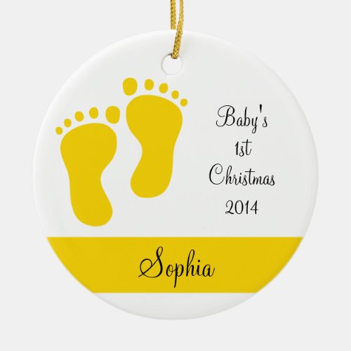 Yellow Babys 1st Ceramic Ornament