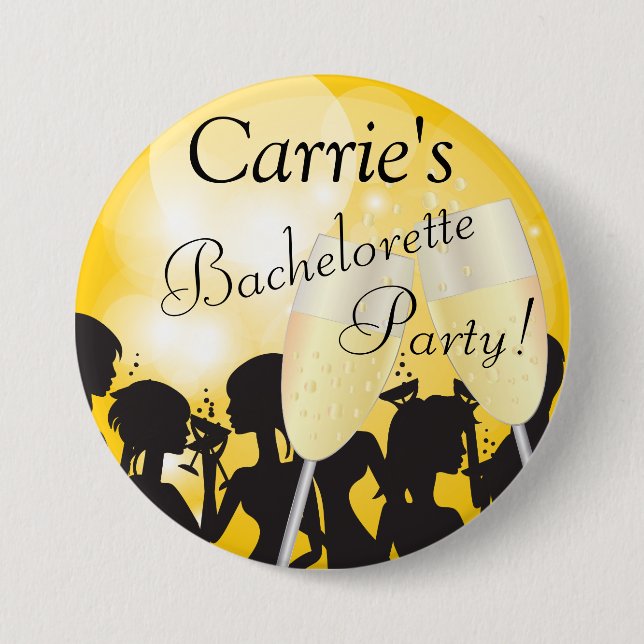 Yellow Bachelorette Diva Girls Night Out Button (Front)