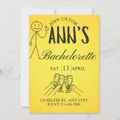 Yellow Bachelorrete  Invitation