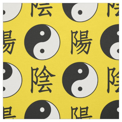 Yellow Background Chinese Yinyang Pattern Fabric