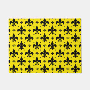 Yellow Background Fleur-de-lis Pattern Design  Doormat