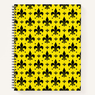 Yellow Background Fleur-de-lis Pattern Design  Notebook