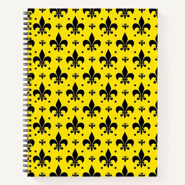 Yellow Background Fleur-de-lis Pattern Design  Notebook (Front)