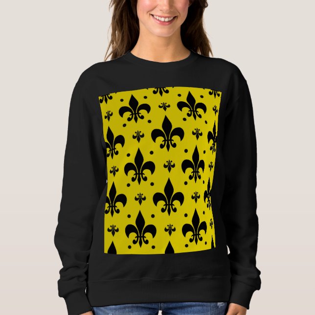 Yellow Background Fleur-de-lis Pattern Design  Sweatshirt (Front)
