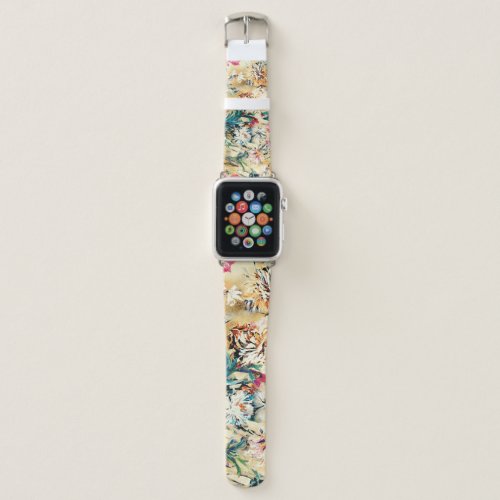 Yellow Background Floral Watercolor Digital Apple Watch Band