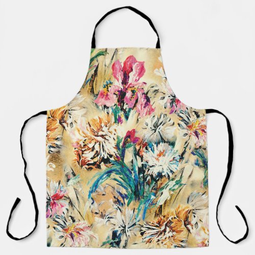 Yellow Background Floral Watercolor Digital Apron
