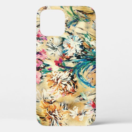 Yellow Background Floral Watercolor Digital iPhone 12 Case