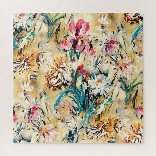 Yellow Background Floral Watercolor Digital Jigsaw Puzzle