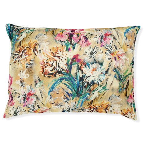 Yellow Background Floral Watercolor Digital Pet Bed