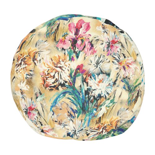Yellow Background Floral Watercolor Digital Pouf