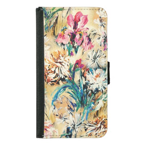 Yellow Background Floral Watercolor Digital Samsung Galaxy S5 Wallet Case