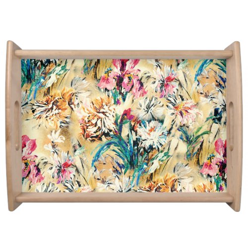 Yellow Background Floral Watercolor Digital Serving Tray