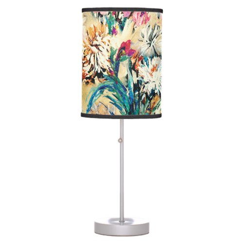 Yellow Background Floral Watercolor Digital Table Lamp