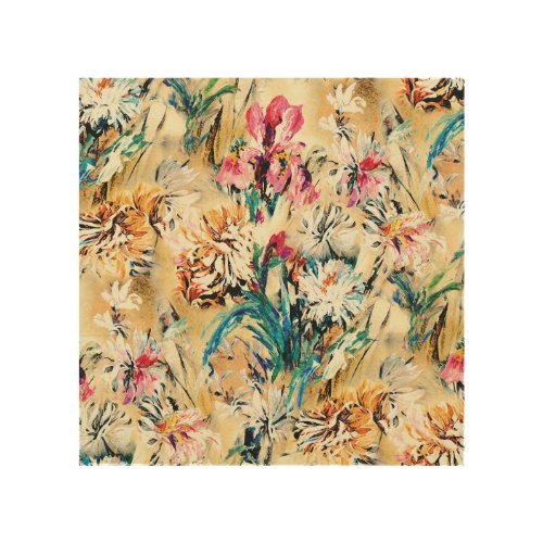 Yellow Background Floral Watercolor Digital Wood Wall Art