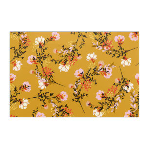 Yellow background flowers acrylic print