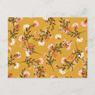 Yellow background flowers announcement postcard