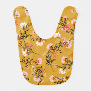 Yellow background flowers baby bib