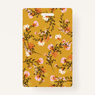 Yellow background flowers badge