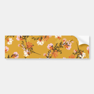 Yellow background flowers bumper sticker